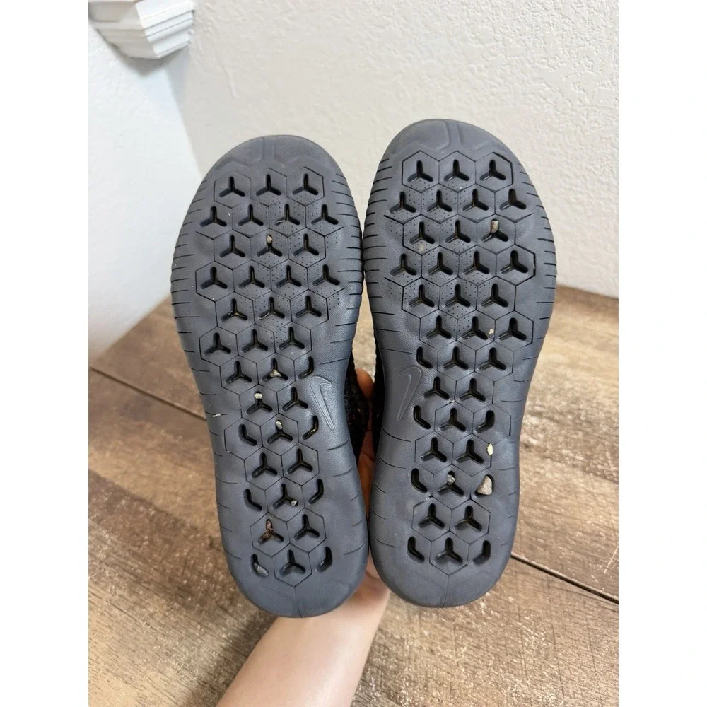 Nike Free RN Flyknit Triple Black Running Shoes Sneakers Women Size 8 942839-002